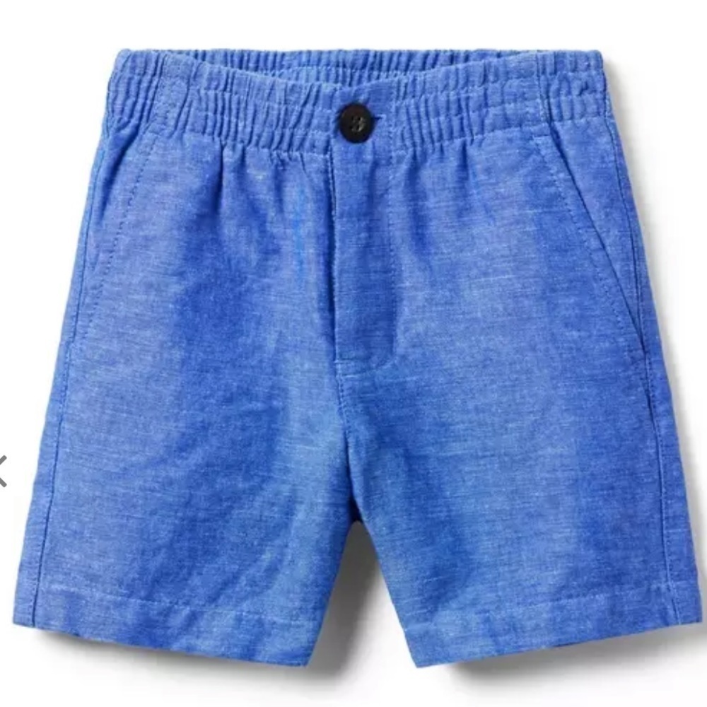 Janie and Jack Blue Linen Cotton Pull On Short 6-12 Months